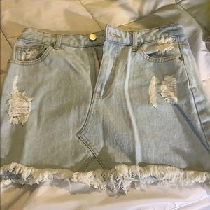 light blue jean mini skirt